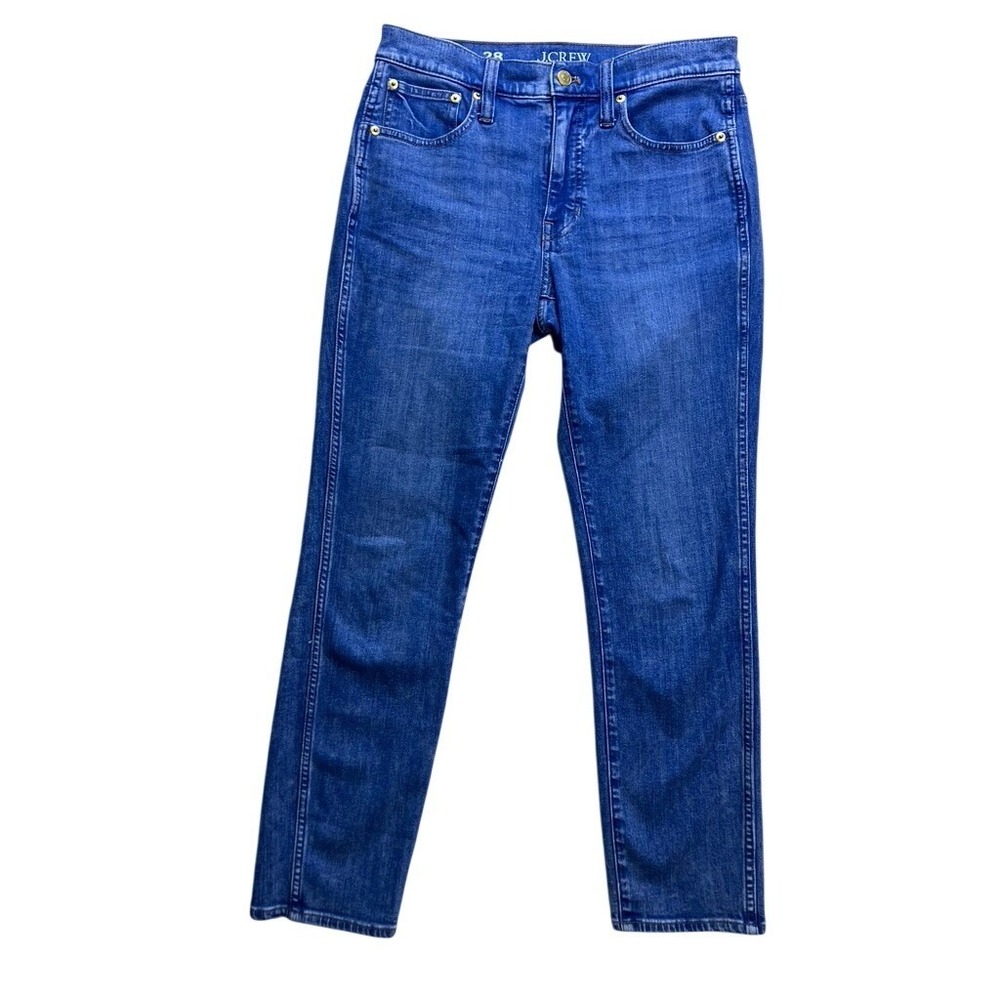 J.Crew 9" Vintage Slim Straight Jeans‎ Women 28 Blue Denim Stretch Casual